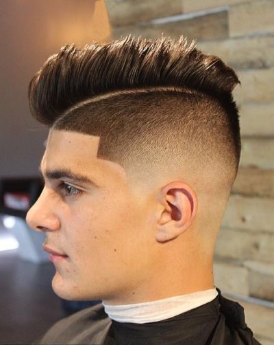 Bald fade side part haircut