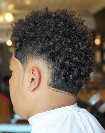 Burst fade with heavy curls