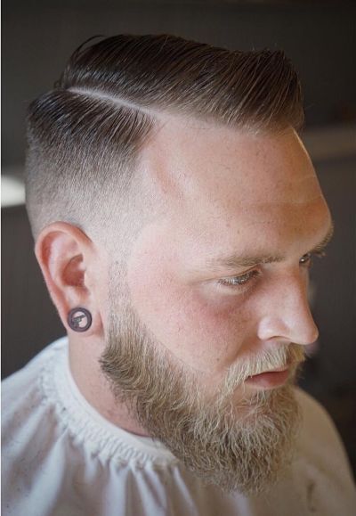 Classic contoured razor part fade haircut