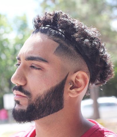 Curly top hairstyle with headband