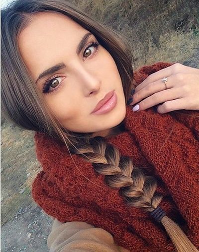 Deep brown fishtail braid