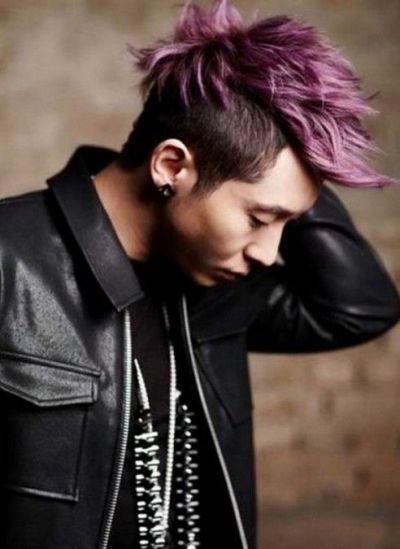 Deep purple hair color for men