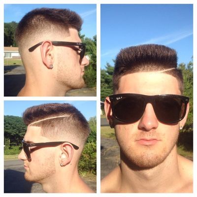 Razor parted flat top faux hawk combo cut