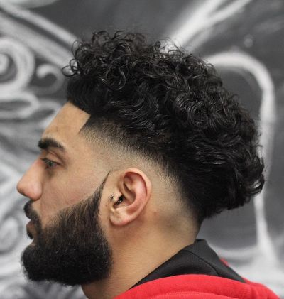 Short fades and medium curly hairstyle
