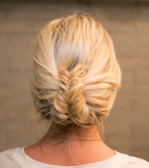 wrapped fishtail updo