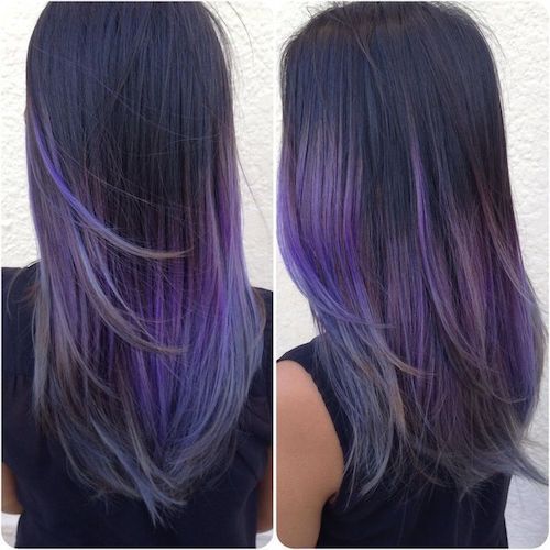 balayage asian purple hair