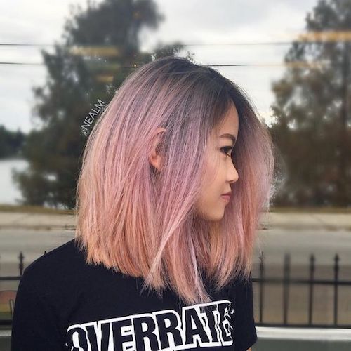 balayage asian straight pink hair