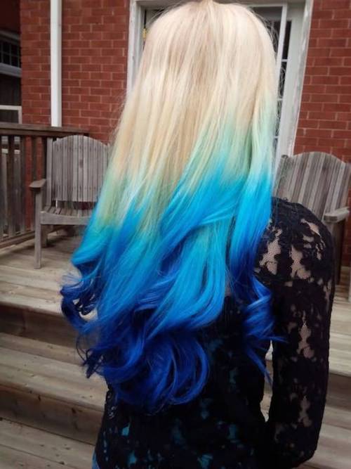 blue hair ombre blonde