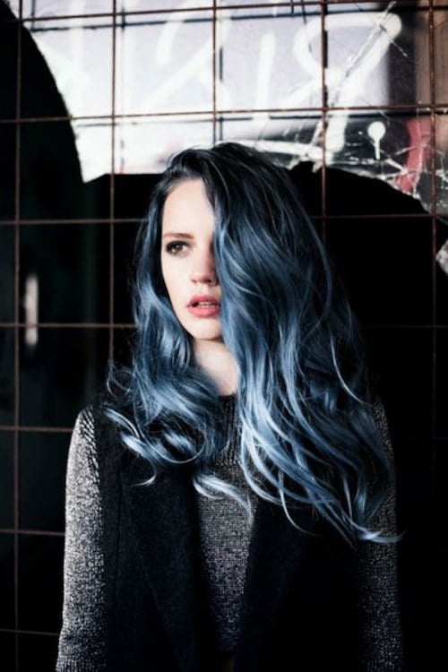 dusty blue hair black long