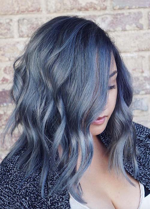 dusty blue hair medium