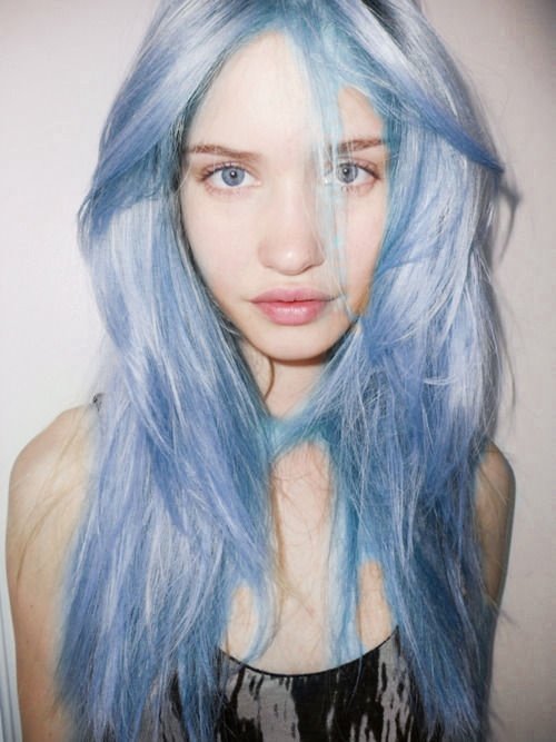 pastel blue hair long