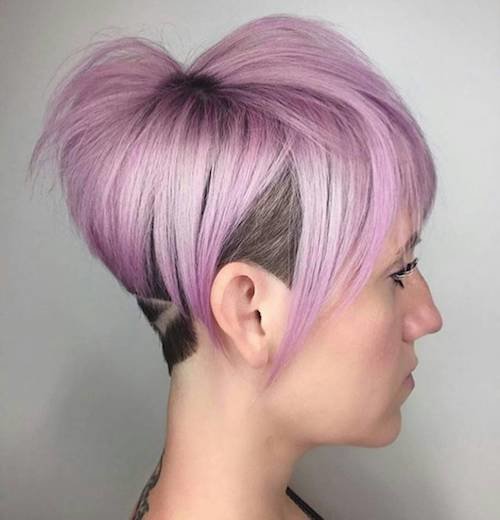 shaved pastel pixie haircut