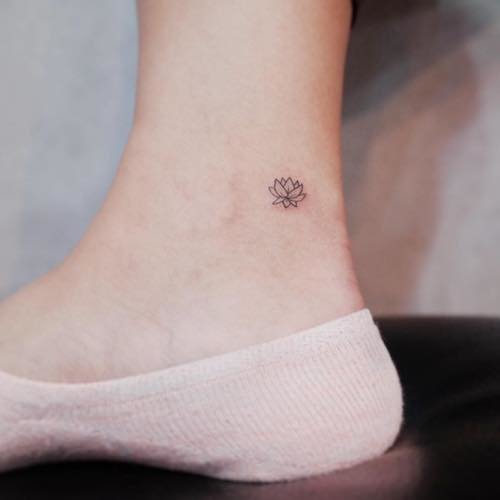 ankle mini tattoo lotus