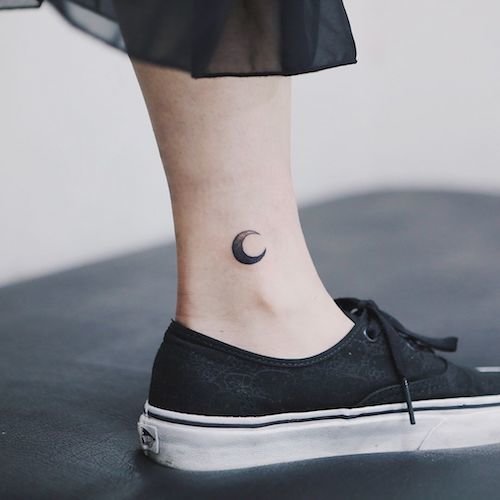 ankle mini tattoo moon