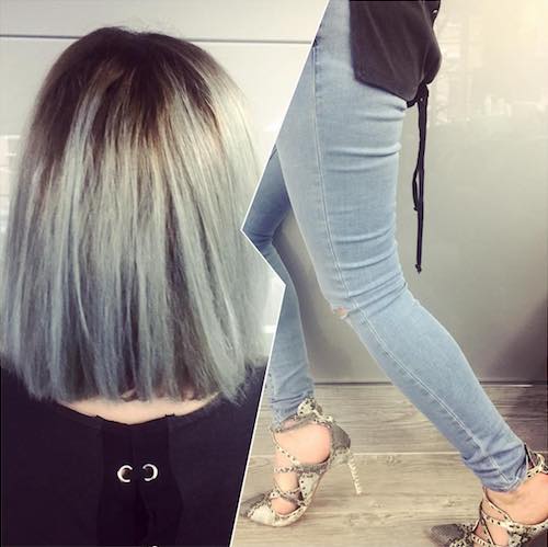 denim hair color and jeans