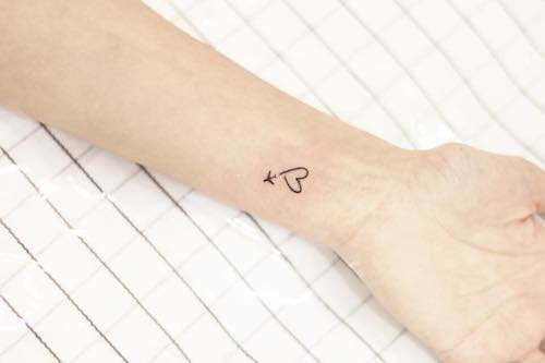 mini tattoo wrist airplane heart