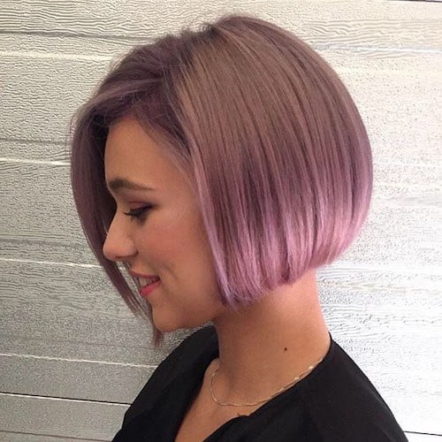 dusty pink hair color bob