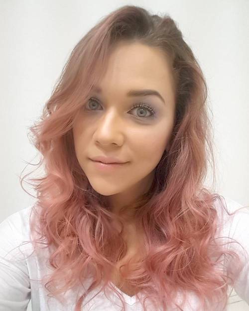 wavy rose gold hair color
