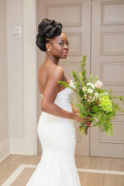 black bride with sculpted hair