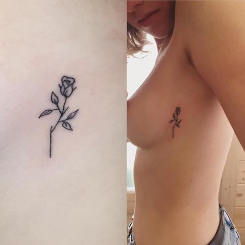 side boob tiny tattoo - rose