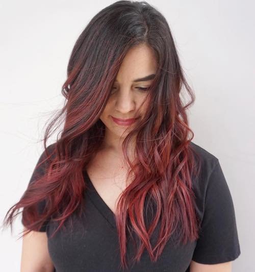 black cherry hair color for long hair