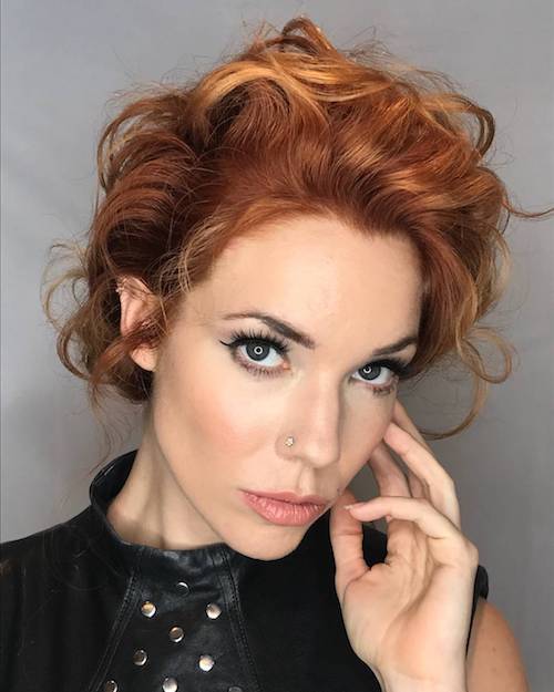 copper hair color with updo