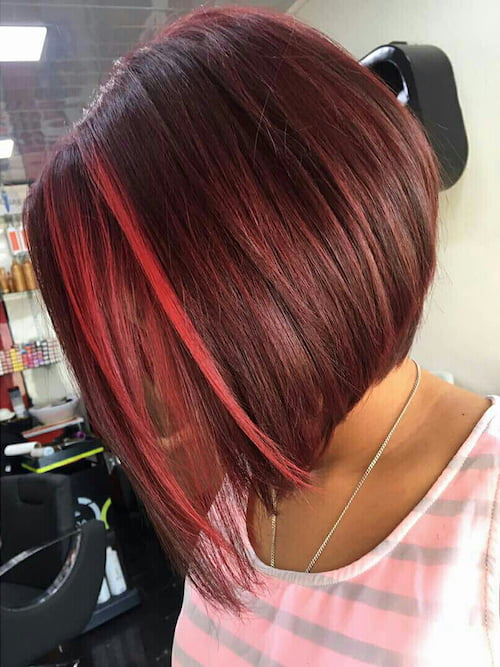 Red Hair Angled Bob