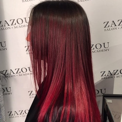 ruby red balayage hairstyle