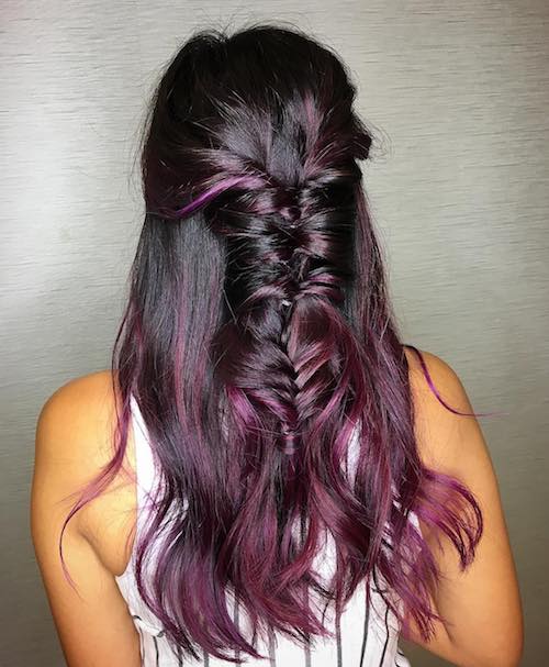 burgundy balayage with braids