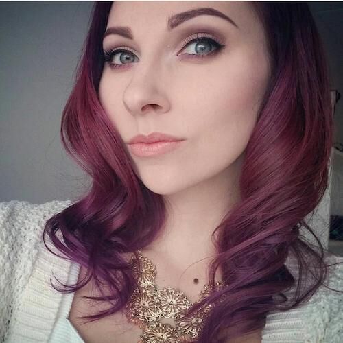 burgundy hair color on medium curls