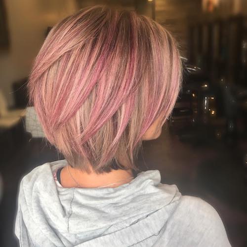 bob with pink highlights
