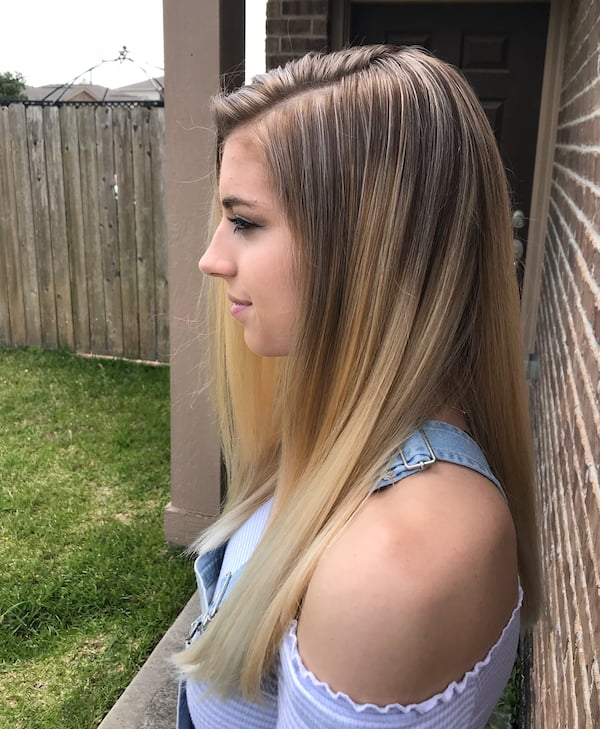 Blonde balayage for straight hair