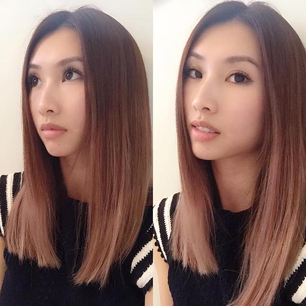 Rose gold balayage for Asian hair