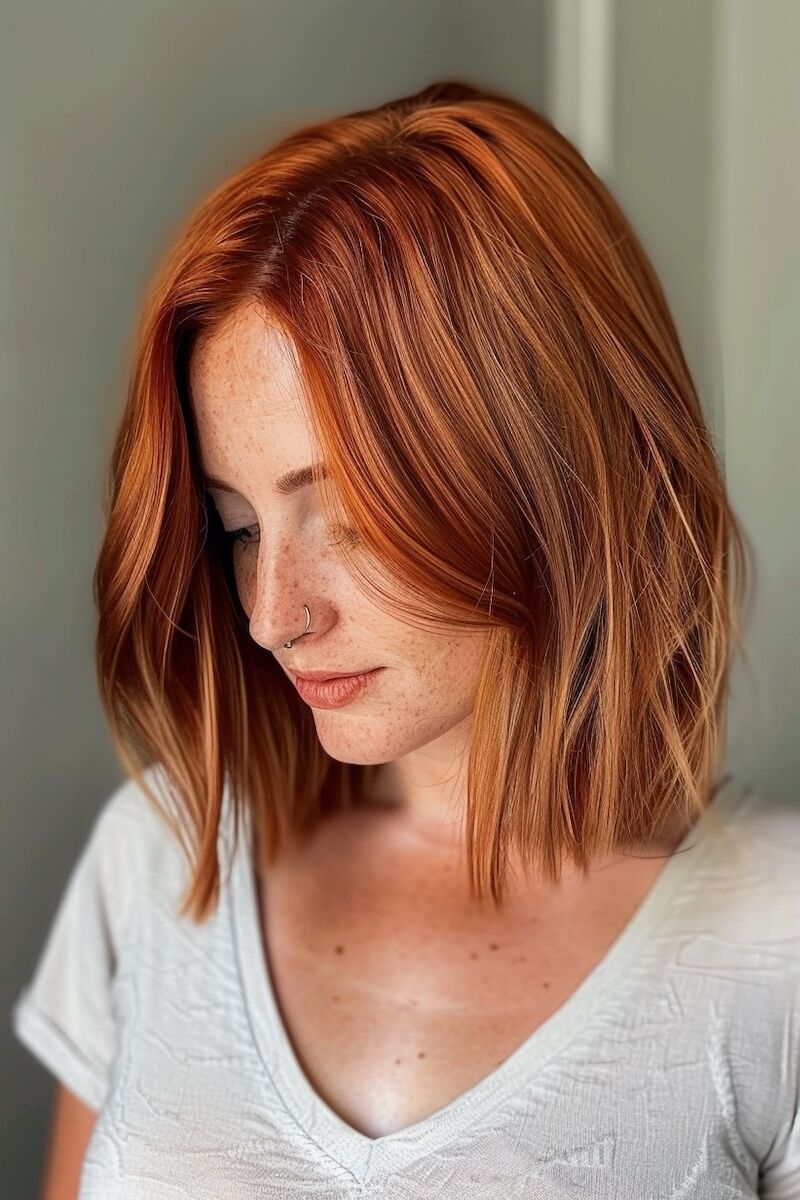copper hair blunt bob