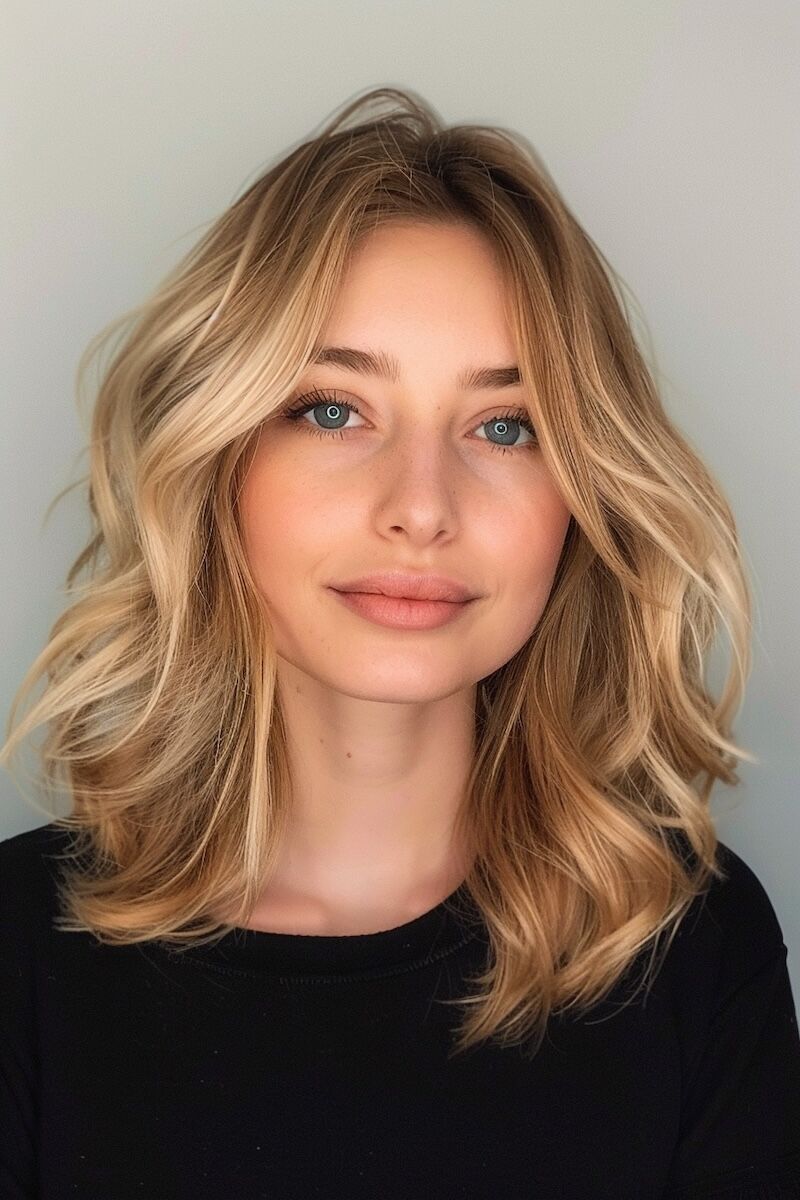 a photo of a woman with Honey Blonde Hairstyle for Thin Hair