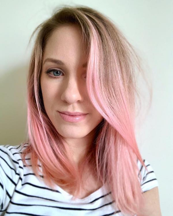 Blonde and baby pink hair