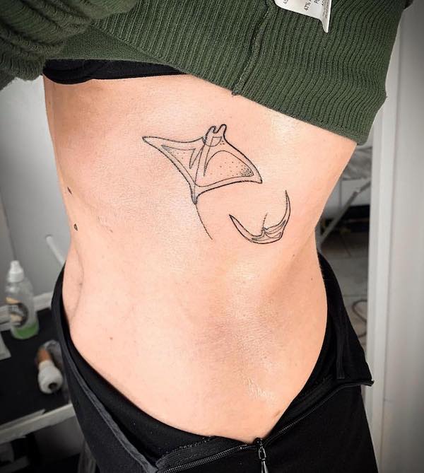 manta ray side boob tattoo