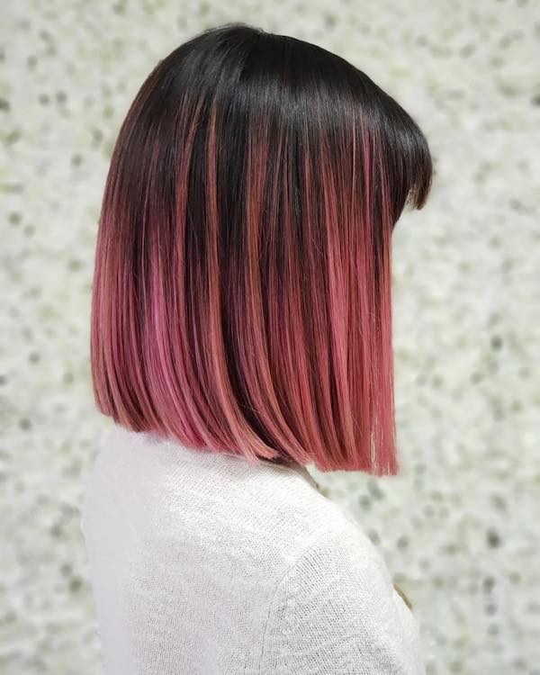 pink balayage for short Asian hair