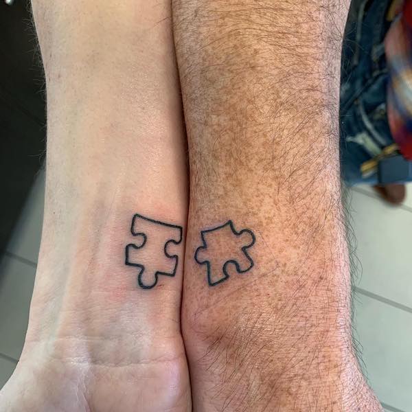 Matching Puzzle piece tattoo