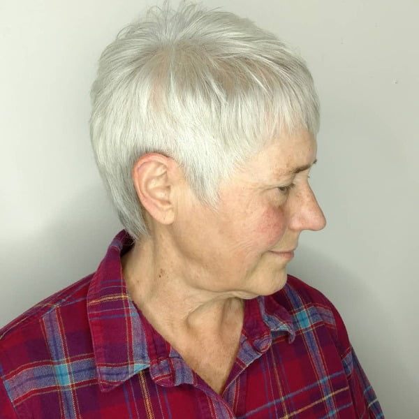 Fine Hair Pixie for Women Over 50 with Gray Hair