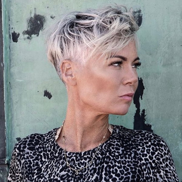 Messy Pixie for Women Over 50 with Gray Hair