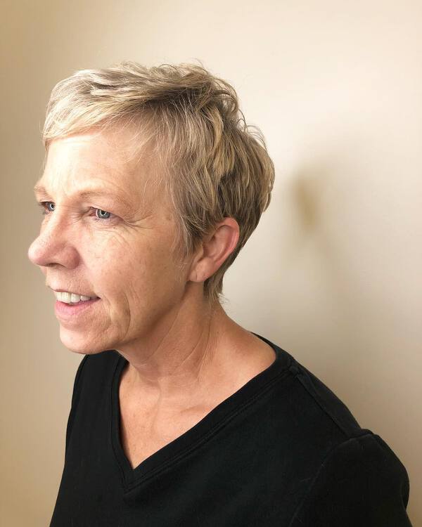 Side Part Pixie for Blondes Over 50