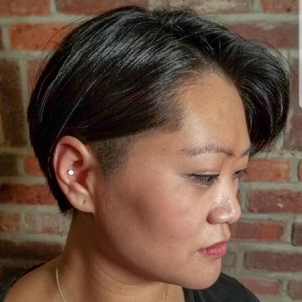 Shaved Undercut Bob for Asian Women Over 50