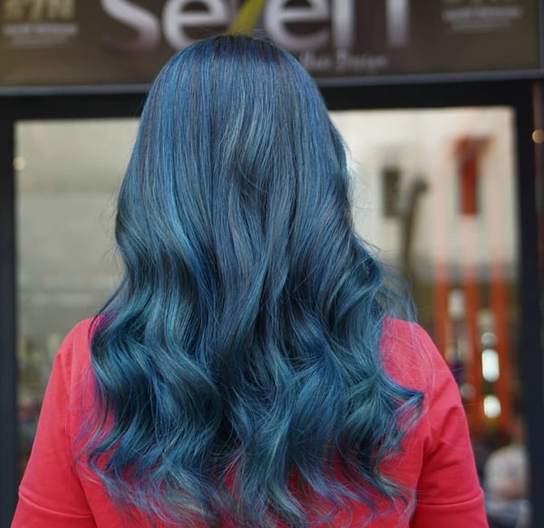 Aegean Blue Black Balayage Hair Color