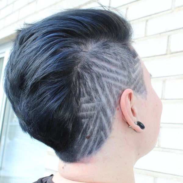 Ash Blue Black Shaved Hairstyle