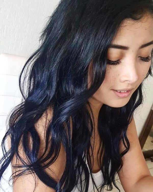 Berry Blue Black Hairstyle for Long Hair