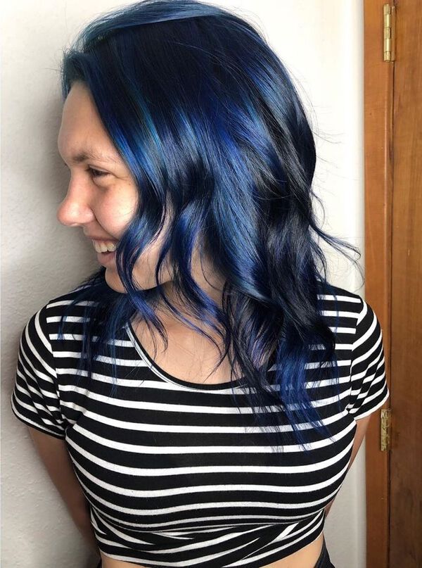 Cobalt Blue Black Medium Hairstyle