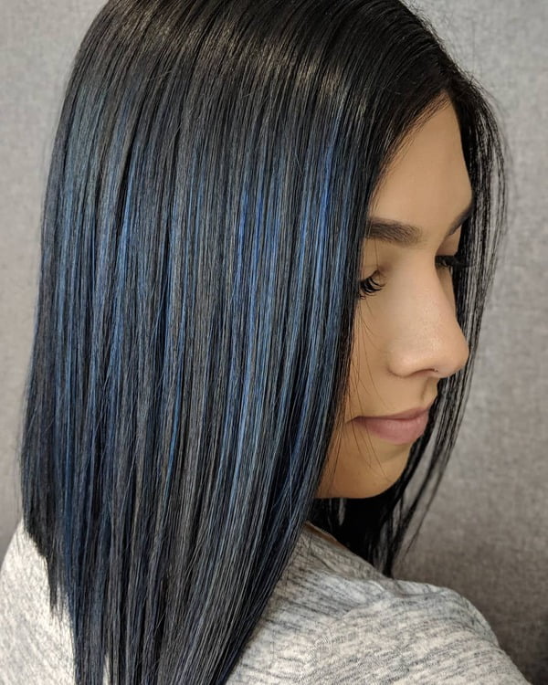 Royal Blue Black Straight Hairstyle