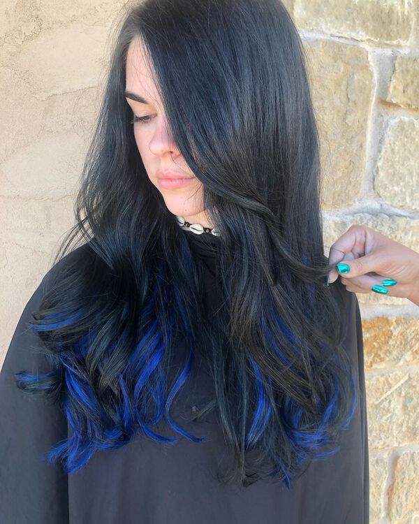 Royal Blue Black Hair Style for Long Hair