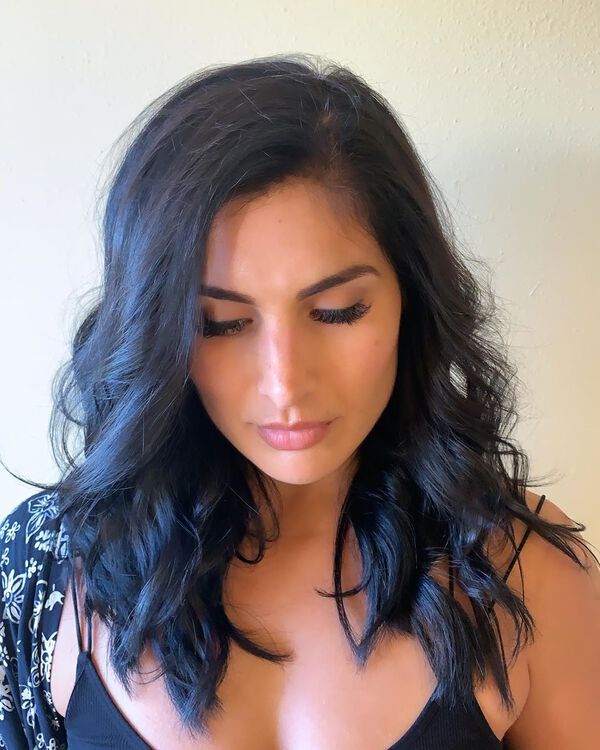 Spruce Blue Black Hair Color for Olive Skin Tone